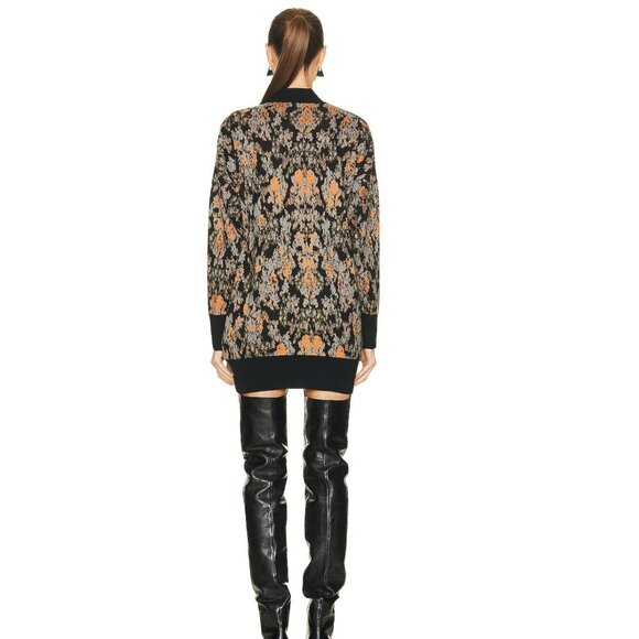 Hemant and Nadita Black Orange Oversized Floral Rafa Cardigan - Size M - Picture 3 of 10